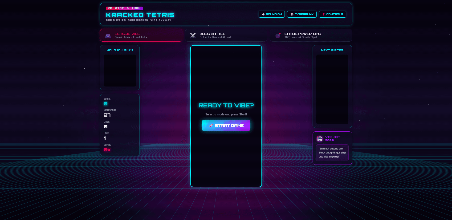 Kracked Tetris: Vibes & Mayhem