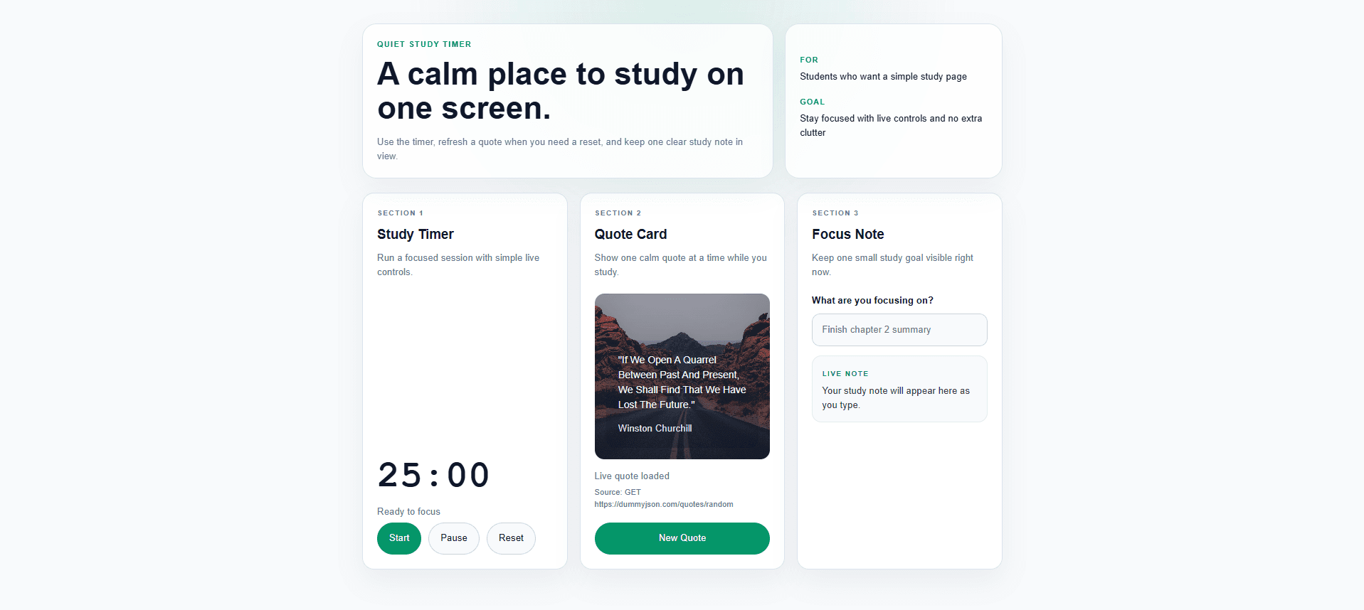 study timer with quote (first project!)
