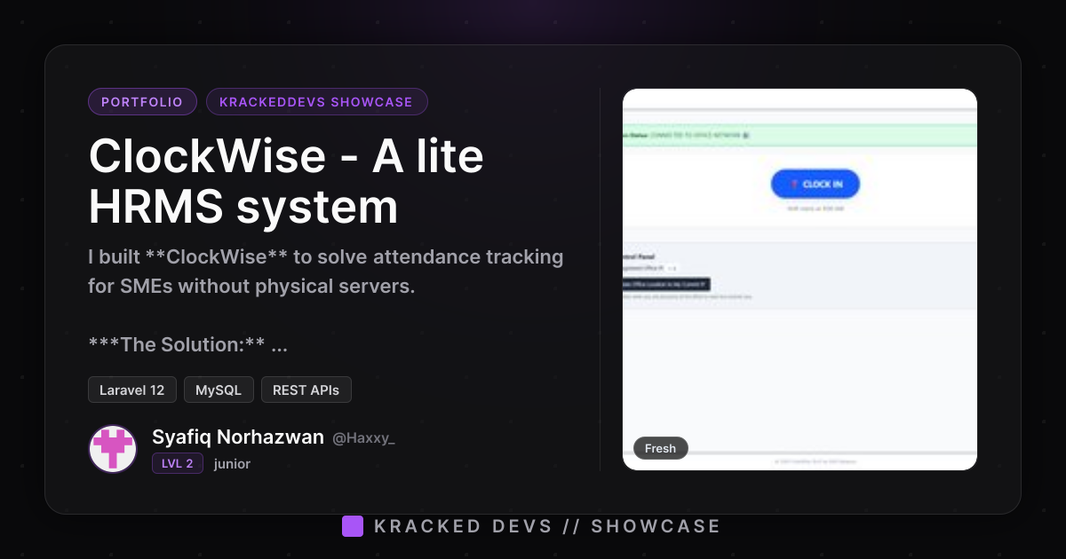ClockWise - A lite HRMS system | KrackedDevs Showcase | Kracked Devs