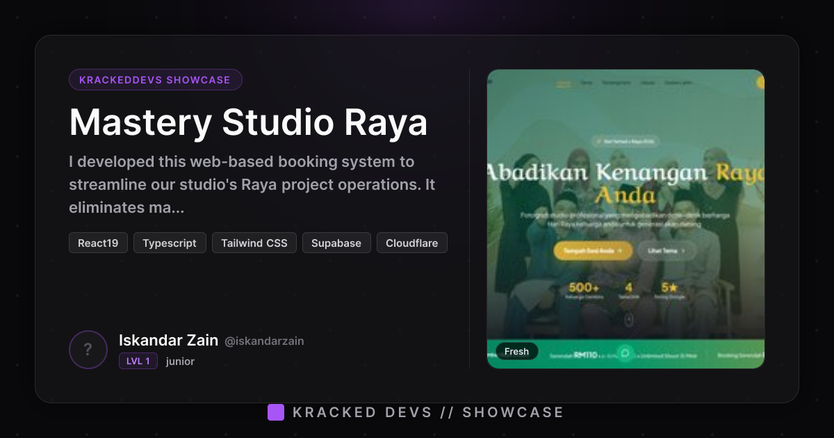 Mastery Studio Raya | KrackedDevs Showcase | Kracked Devs